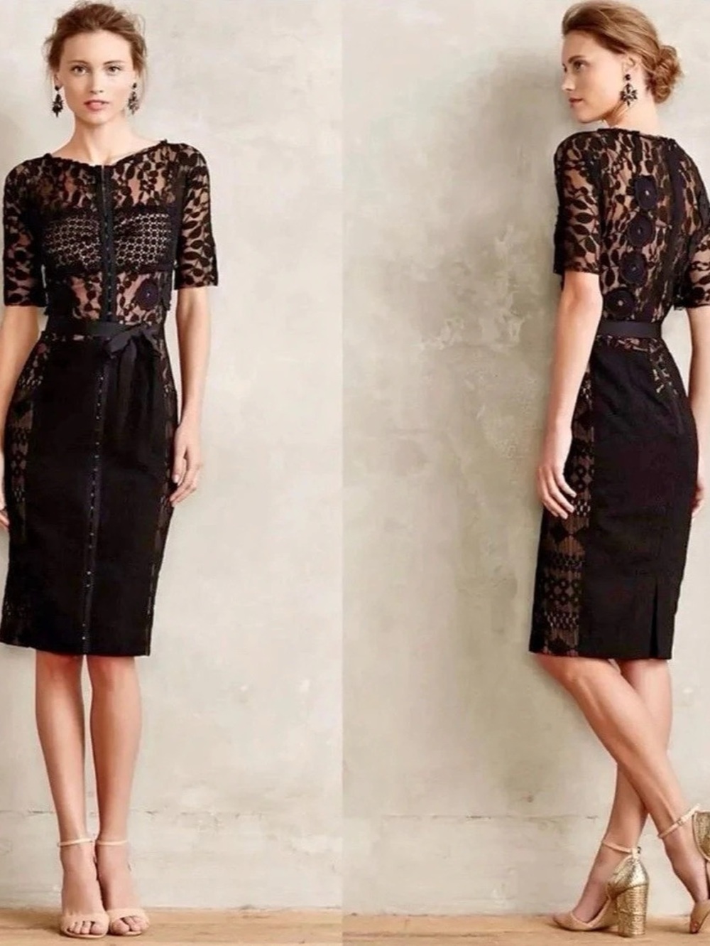 Anthropologie Black Lace Dress